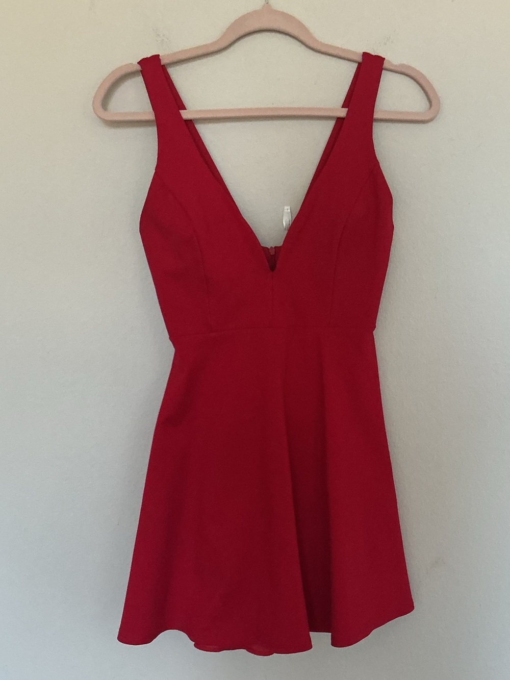 Lulu's Red V-Neck Fit-and-Flare Mini Dress